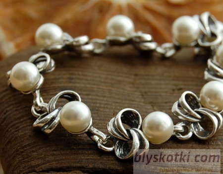 SILVES - srebrna bransoletka z perłami 