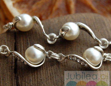 MAESTRO - srebrna bransoleta perły i kryształy