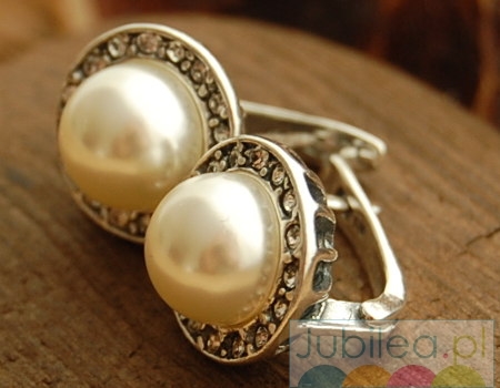 ADRIA - srebrne kolczyki z perłami i kryształami
