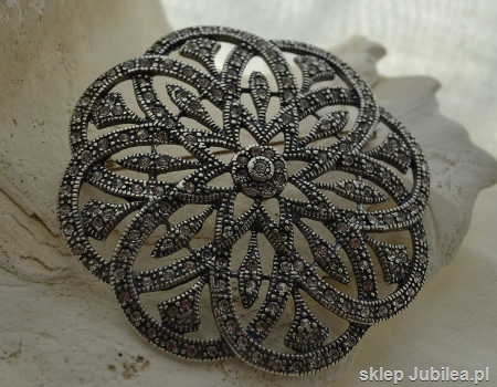 BALERINA - srebrna brosza z kryształami