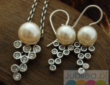 Srebrny komplet z perłą i kryształami CELEBRA