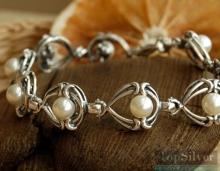 SAGRES - srebrna bransoletka z perłą