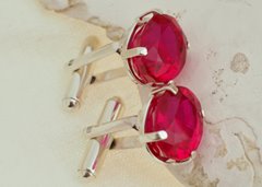 Królewski Spinel z Birmy: Spinki Srebro 925