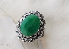 srebrny Pierścionek ze szmaragdem z Kolumbii 6ct