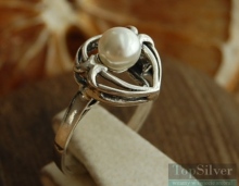 SAGRES - srebrny pierścionek z perłą