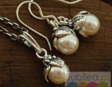 Srebrny komplet z perłami OMISA