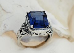NICEA naturalny tanzanit 8,9ct srebrny pierścionek