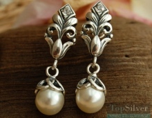 ATILIO - srebrne kolczyki z perłą i kryształem