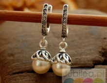 SALZBURG - srebrne kolczyki z kryształem i perłą