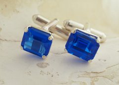 Błękit Afryki Spinki do Mankietów z nat. spinel