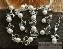 SILVES - srebrny komplet z perłami