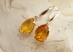 Złote Łzy Cejlonu Srebrne Kolczyki z nat. szafirem