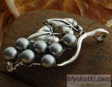 BOTANICA - srebrna broszka z perłami 