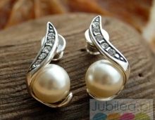 MAESTRO - srebrne kolczyki perła i kryształ