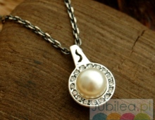 ADRIA - srebrny wisiorek perła i kryształy