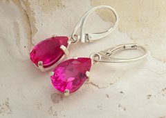 Fuksjowy Sen Cejlonu Srebrne Kolczyki ze spinelem