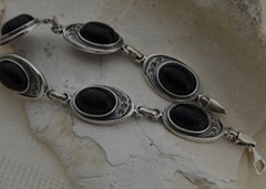 DUOMO - srebrna bransoletka onyks z kryształami
