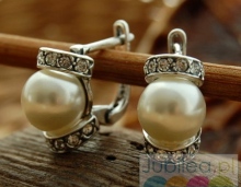 CANNES  srebrne kolczyki z perłą i kryształami