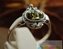 LUNGA - srebrny pierścionek z bursztynem