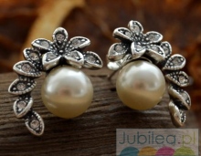 ROZMARYN - srebrne kolczyki z perlami i kryształami