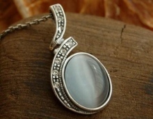 PONTI - srebrny wisiorek z kocim okiem ii kryształami 