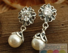 MAURA - srebrne kolczyki kryształ i perła