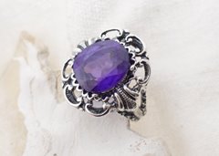 Srebrny Pierścionek z Ametystem Brazylijskim