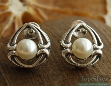 SAGRES - srebrne kolczyki z perłą