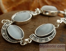 PONTI - srebrna bransoletka z kocim okiem i kryształami 