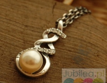 ALVARO - srebrny wisiorek perła i kryształy