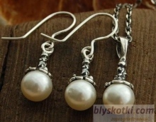 REDO - srebrny komplet z perłami