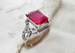 NATURALNY GRANAT 9.70 ct srebrny pierścionek