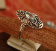 RIPOLI - srebrny pierścionek z naturalnym akwamarynem