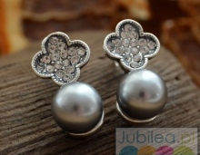 ALICANTE 2 - srebrne kolczyki czarną perła i kryształy