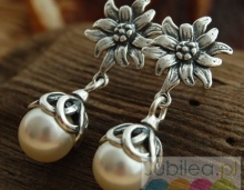 KWIATOWE PERŁOWE - srebrne kolczyki z perłami