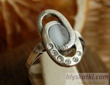 VESPA - srebrny pierścionek z kocim okiem i kryształkami