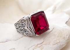 GENTLEMAN naturalny rubin14.20ct srebrny sygnet