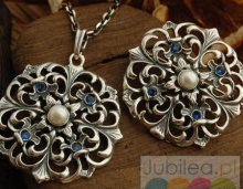 LUIZA - srebrny komplet perła i szafiry
