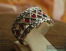 GATA - srebrny pierścionek z rubinami