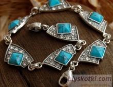 AVENIDA - srebrna bransoletka z turkusem i kryształkami 